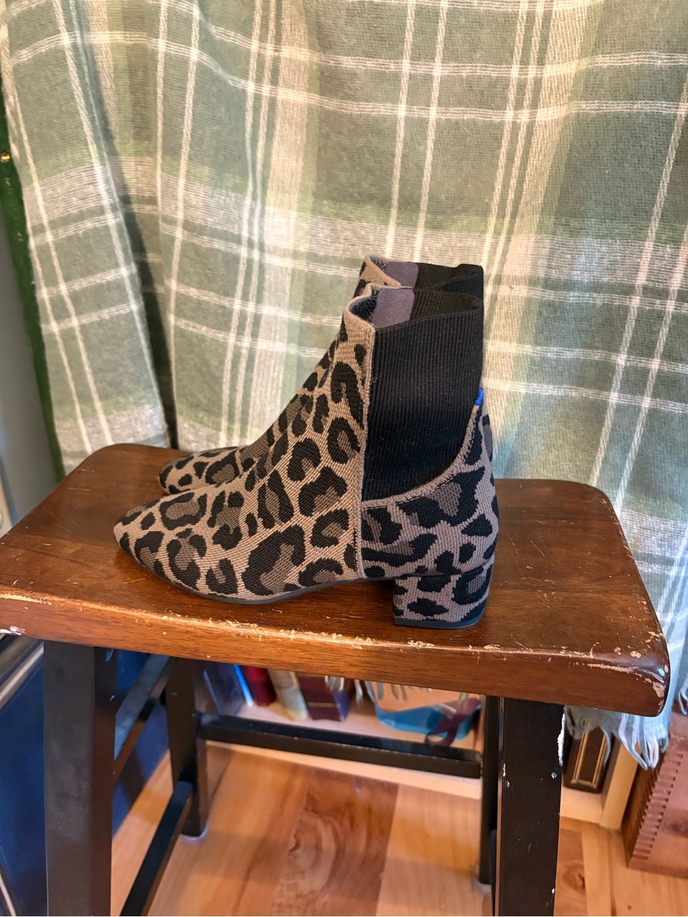 Rothy's the classic boot cool cat leopard Print Ankle Booties - Black/Taupe